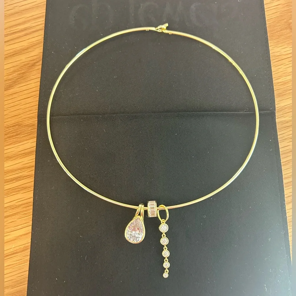 EP Jewels Yellow Gold Thin Cuff Necklace & Charms New - Picture 5 of 13